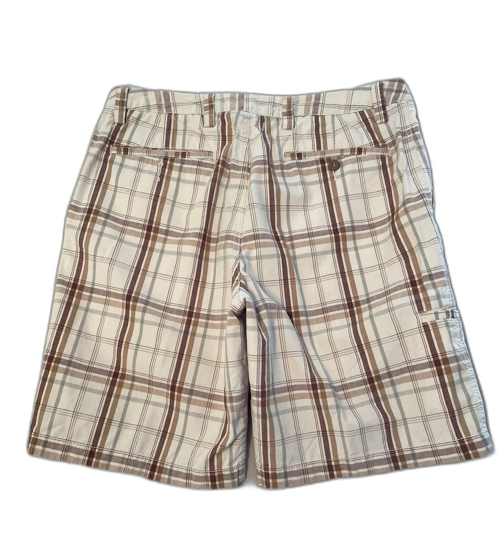 Dockers Shorts Men Size 36 Brown Plaid Flat Front